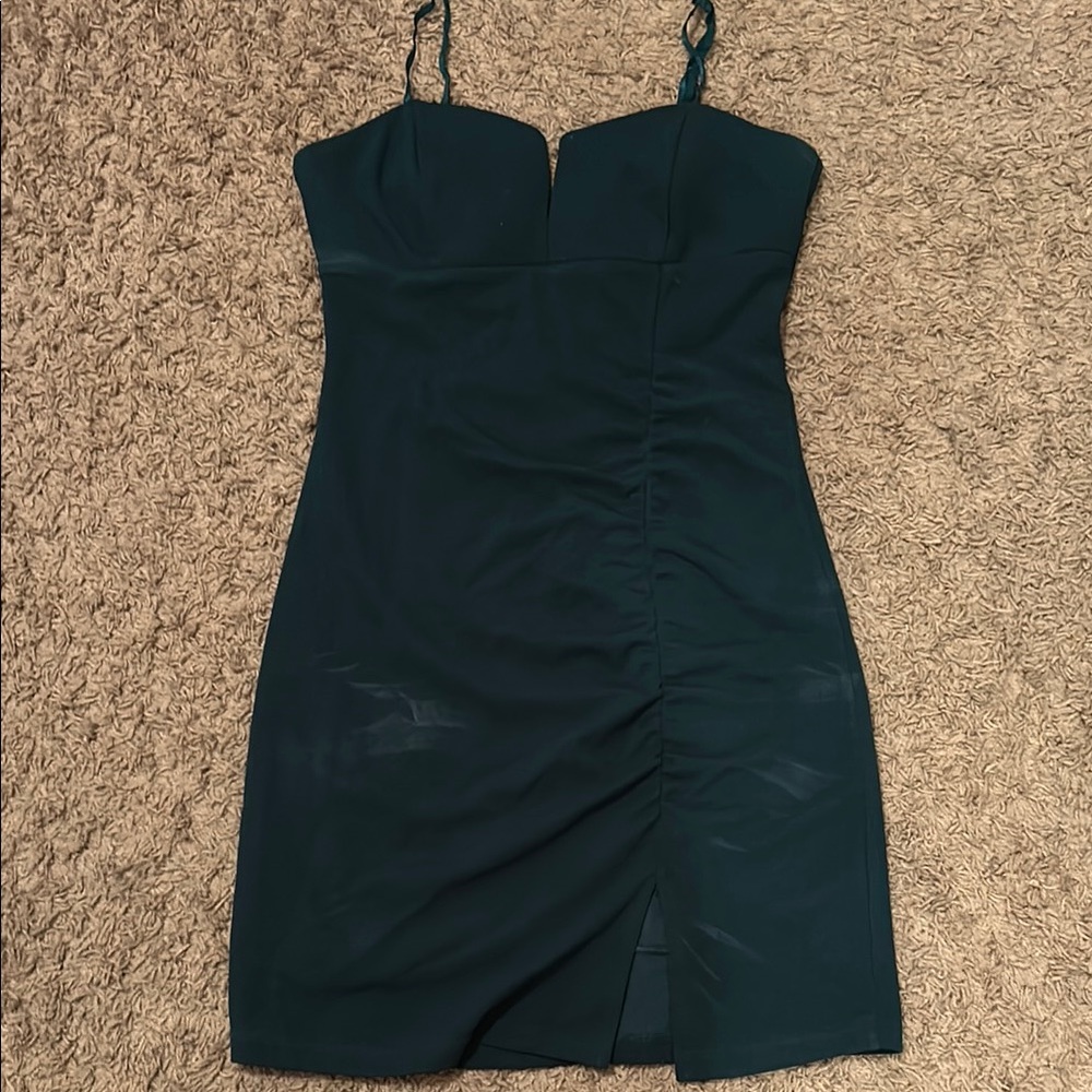 Emerald Sundae Green Ruched Bodycon Mini Dress